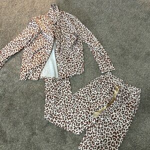 Leopard pajama set, thick quality, silk, with jawstring